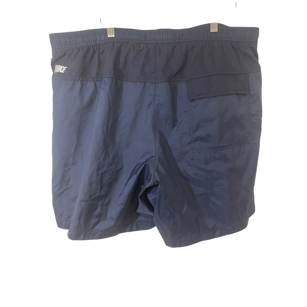 Nike Men's Vintage 90's Navy NIKE Spell Out Mesh Lined Nylon Swim Trunks, XL